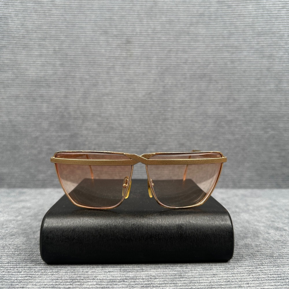 Vintage Gold Tone Metal Gradient Brown Lens y2k Sunglasses vtg Geometric